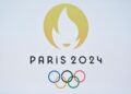 TOPSHOT - This picture taken on October 21, 2019 shows a logo during a logo presentation ceremony for Paris 2024 Olympic Games at the Grand Rex cinema in Paris. (Photo by STEPHANE DE SAKUTIN / AFP) (Photo by STEPHANE DE SAKUTIN/AFP via Getty Images)